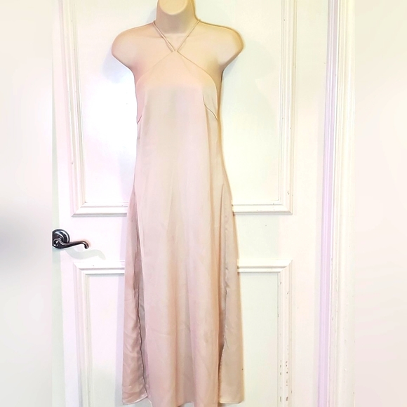 Nasty Gal At Ease Satin Halter Midi Slip Dress, Ivory Cream, Size US 2, NWT - Picture 12 of 15